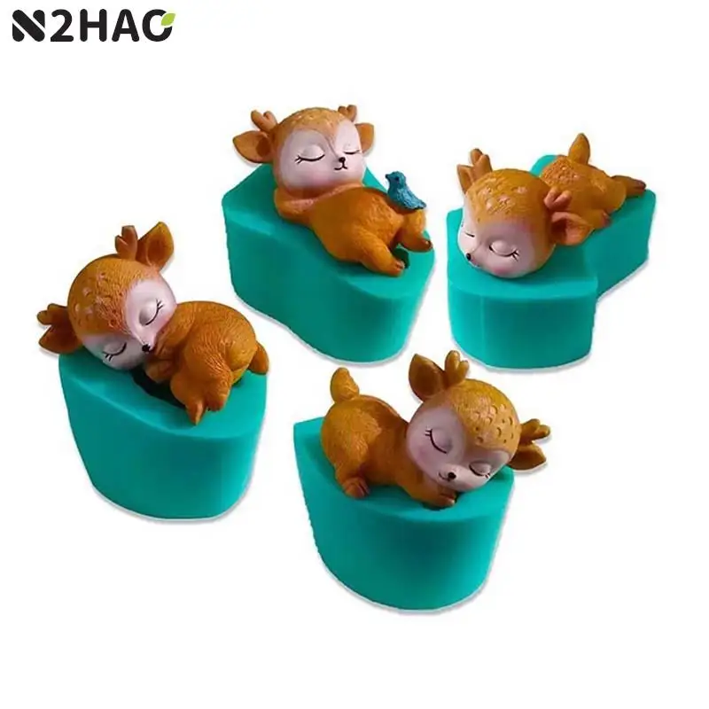 

3D Cute Deer Silicone Mold Fondant Chocolate Cupcake Dessert Cake Decorating Tools Sika Deer Shape Kitchen Baking Mould