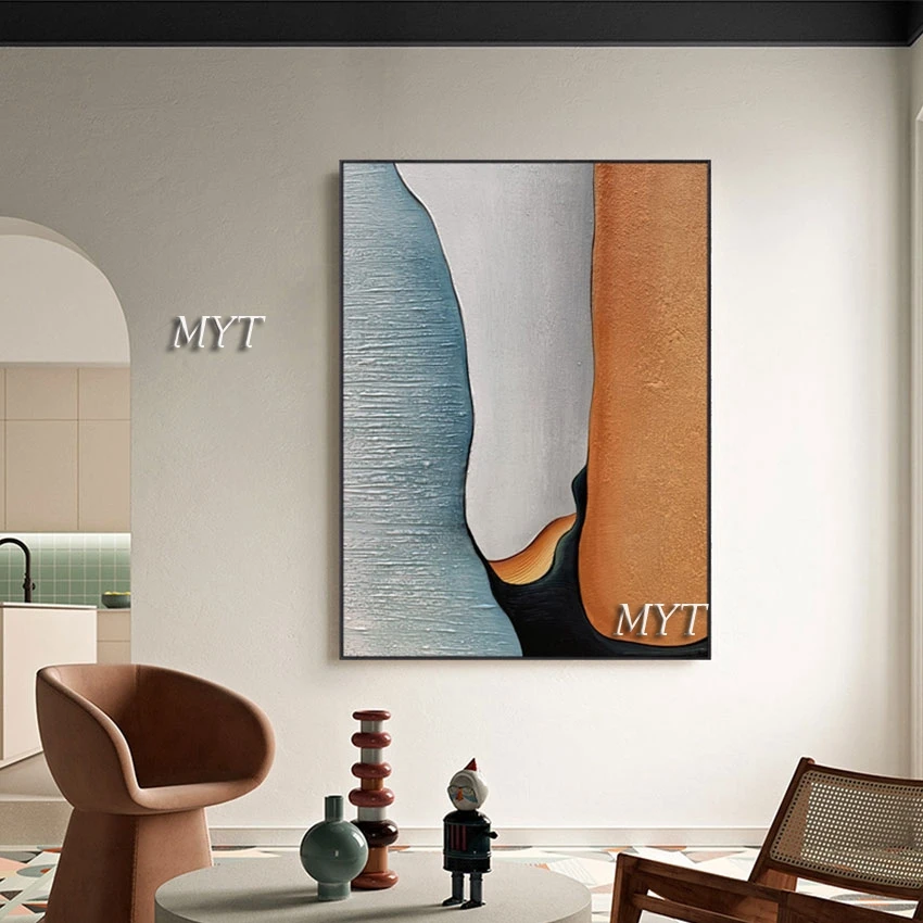 

100% Hand Painted Abstract Texture Wooden Hot Sale New Arrival Knife Painting Art Simple Oil Painting Decoration Frameless Wall