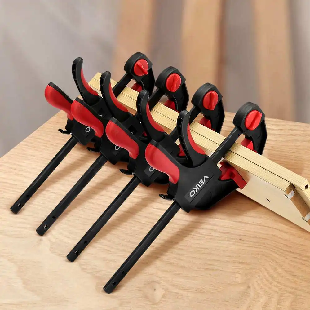 

4pc 6/12 Inch Woodworking Work Bar Quick-Grip F Clamp Clip Set Hard Grip Quick Ratchet Release Diy Carpentry Hand Tool Gadget