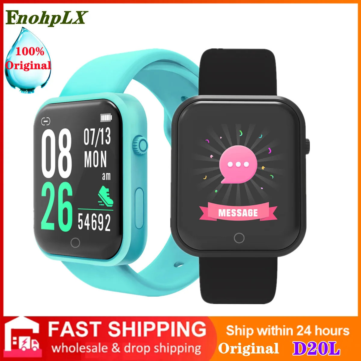

2022 New D20L Sport Smart Watch Men Women Blue Tooth Heart Rate Blood Pressure Blood Oxygen Monitor SmartWatch For Android IOS