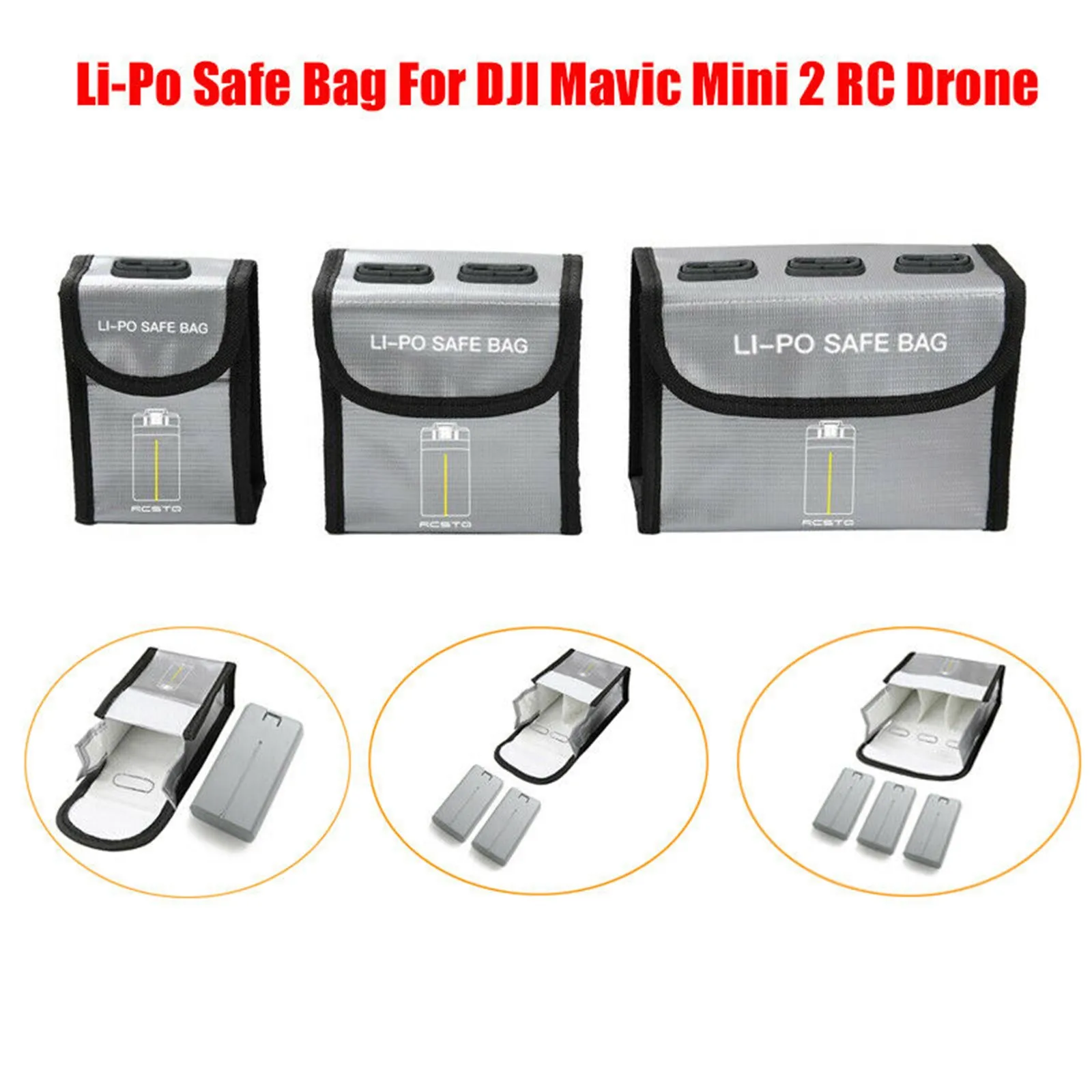 

1/2/3 Battery Pack Protective Storage Bag LiPo Safe Explosion-Proof Carrying Pouch Holder for DJI Mavic Mini 2 Accessories