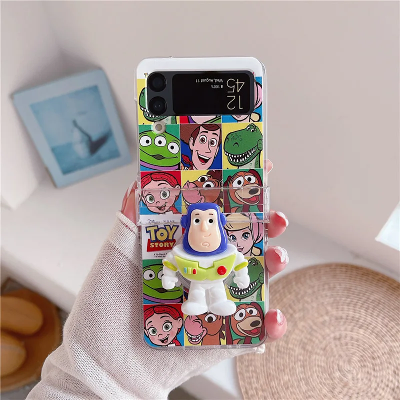 

Cartoon Spaceman Phone Stand Case for Samsung Galaxy Z Flip 5 4 3 Protective Back Cover for ZFlip3 ZFlip4 ZFlip5 Case Shell