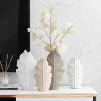 modern home decor on creative leaf ceramic vase nordic living room decor desk accessories room decor cachepot for flowers gift