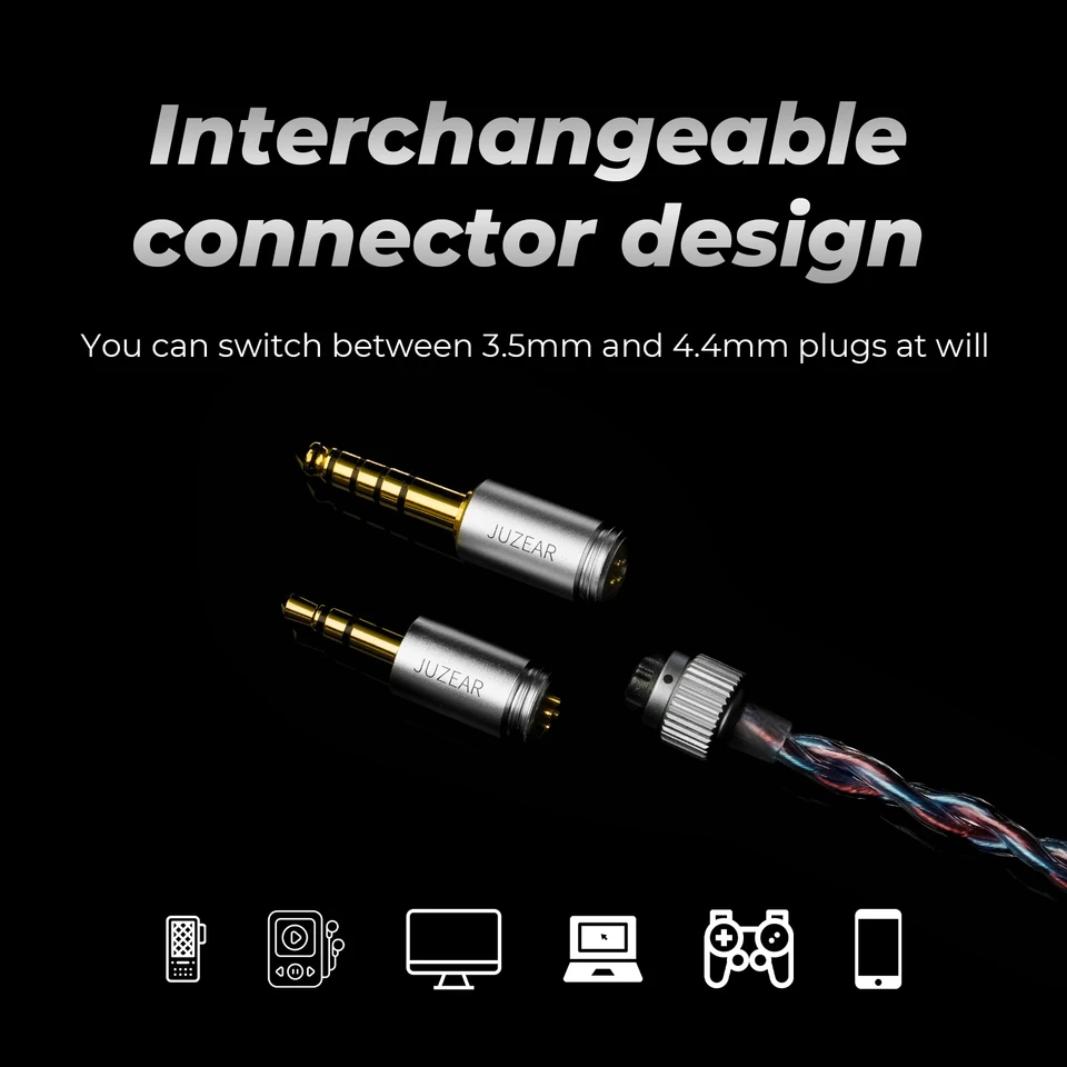 JUZEAR x Z-Reviews Defiant 1DD + 3BA Гибридные наушники-вкладыши Hi-Fi с 3-сторонней кроссоверной гарнитурой со сменными вилками 3,5 + 4,4 мм (art.: 3920cfa240bfc) - 3920cfa240bfc