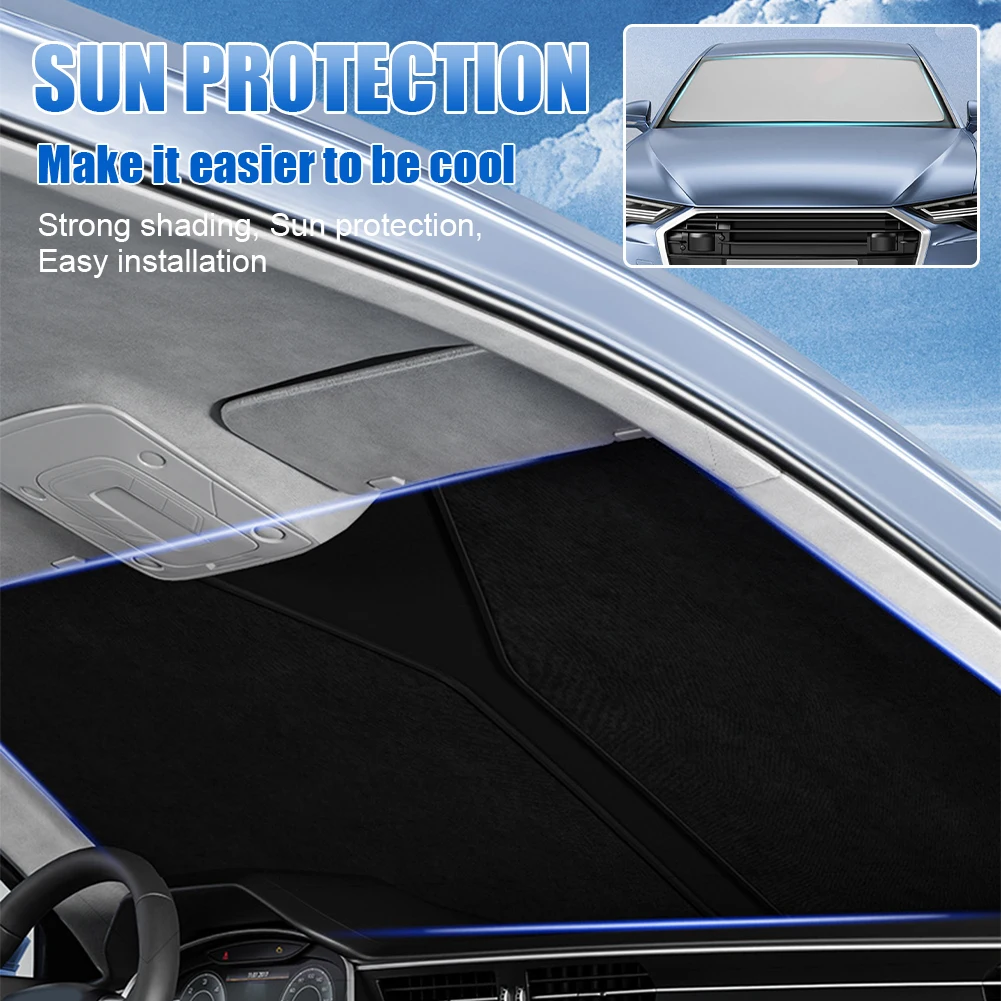 

70*140cm Car Windshield Shade Universal Front Windscreen Sun Shade Sun Protection Double-Layer Window Cover Collapsible For Auto