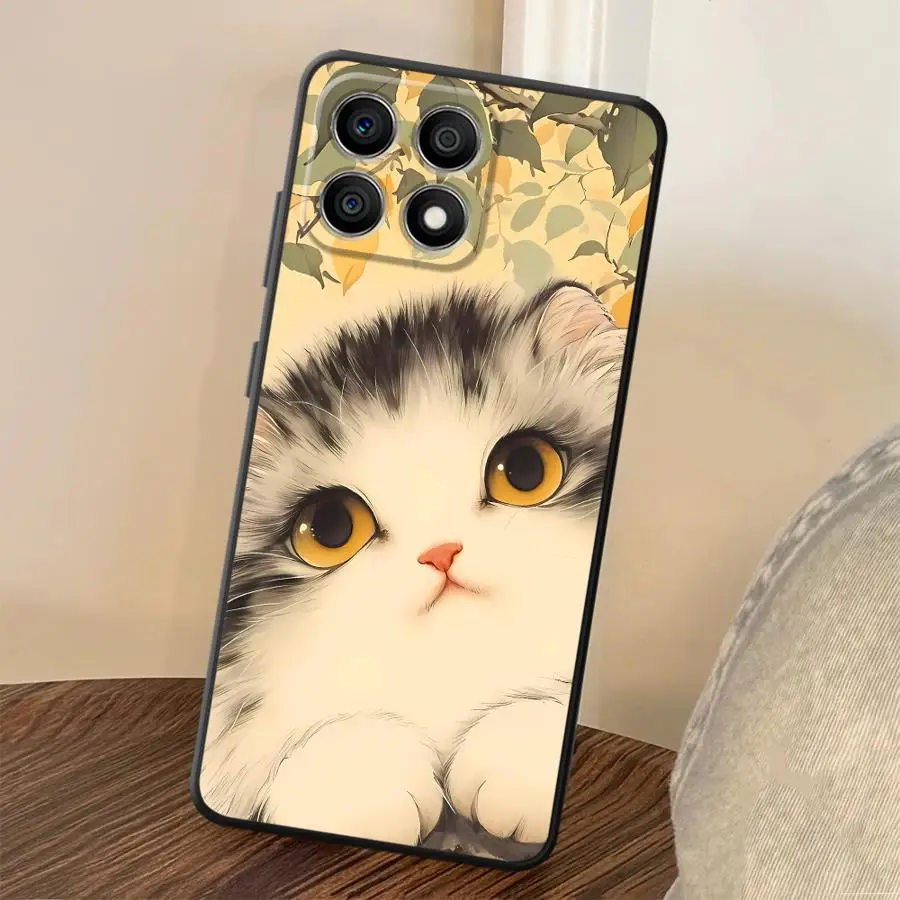 Фото Чехол для телефона Funda для Honor X8 X6 X7 200 400 Lite 70 8X 90 X5b Magic5Lite X9a в пасторальном стиле с изображением кошки №2