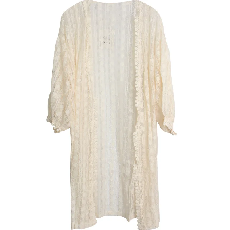 Женская пляжная блузка Длинная накидка на бикини кружевная вязаная открытый