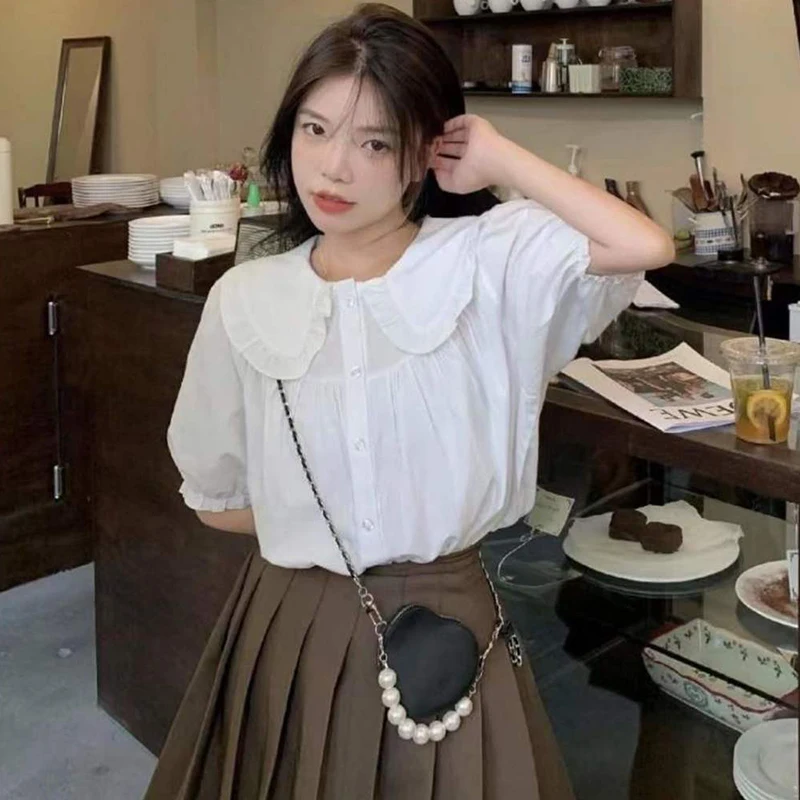 Женская летняя блузка с коротким рукавом свободного покроя