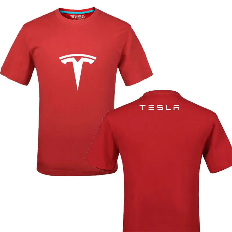

2022 Funny Tesla Logo 100% Cotton Printing T-shirt Summer Casual T Shirt Tees Shirt