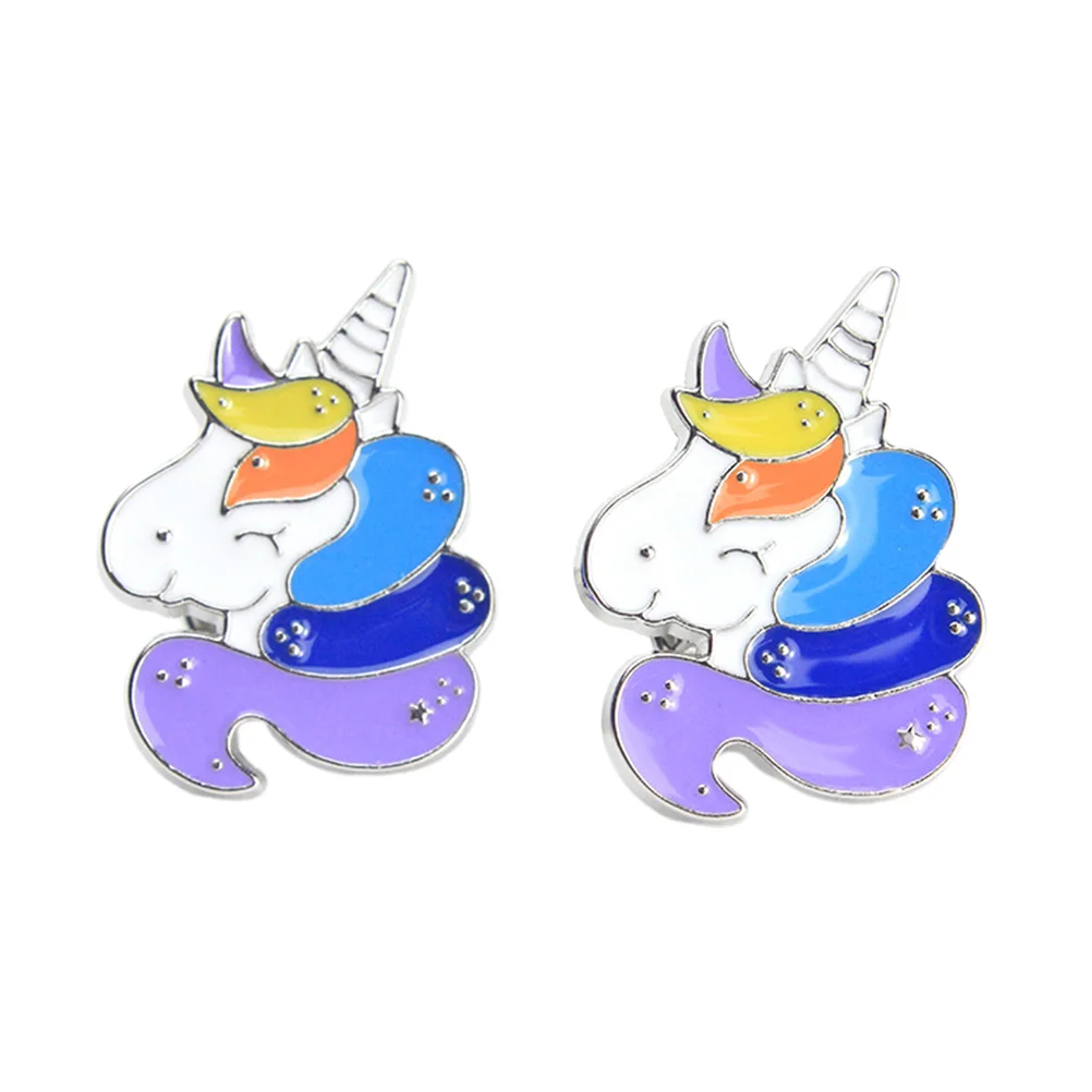 

2 pcs Cartoon Unicorn Design Badge Decorative Badge for Clothes Matching