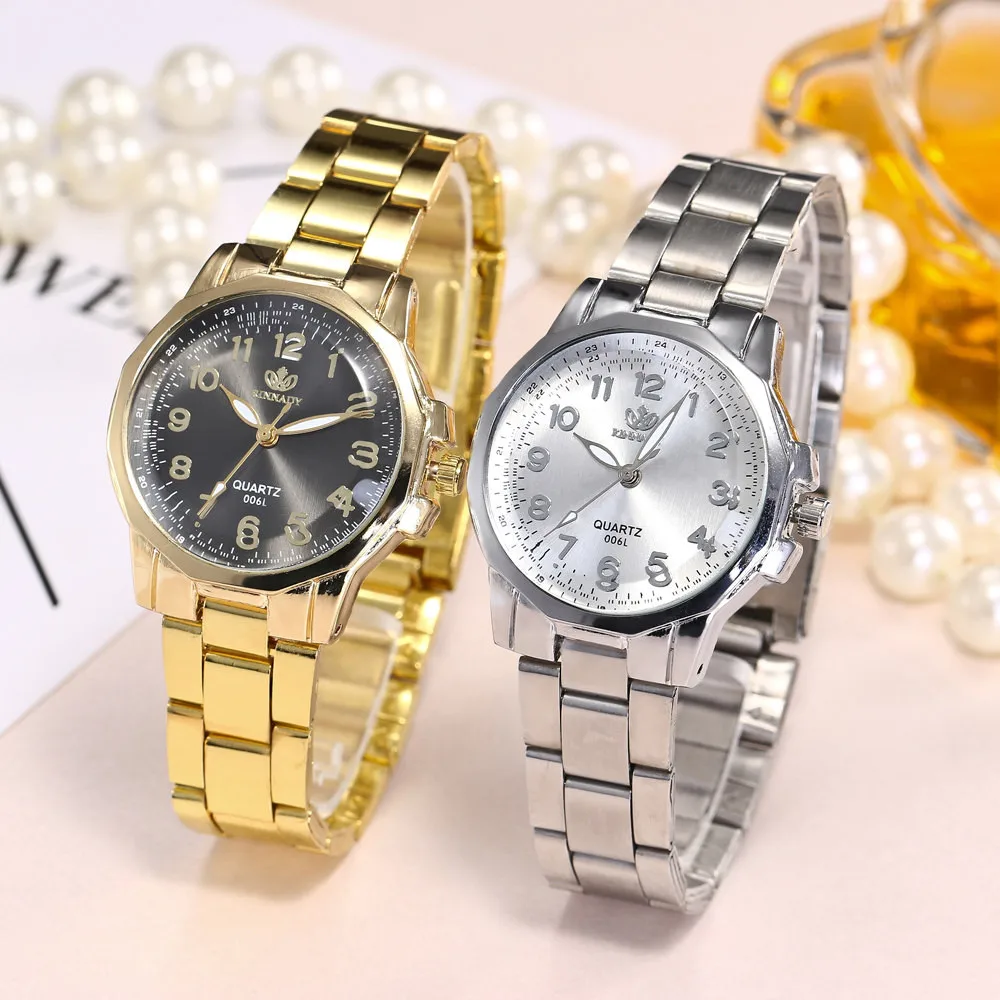 

Women Fashion Stainless Steel Band Analog Quartz Wristwatches Gold Silver Round Wrist Watch Montres Femmes Relogio Feminino