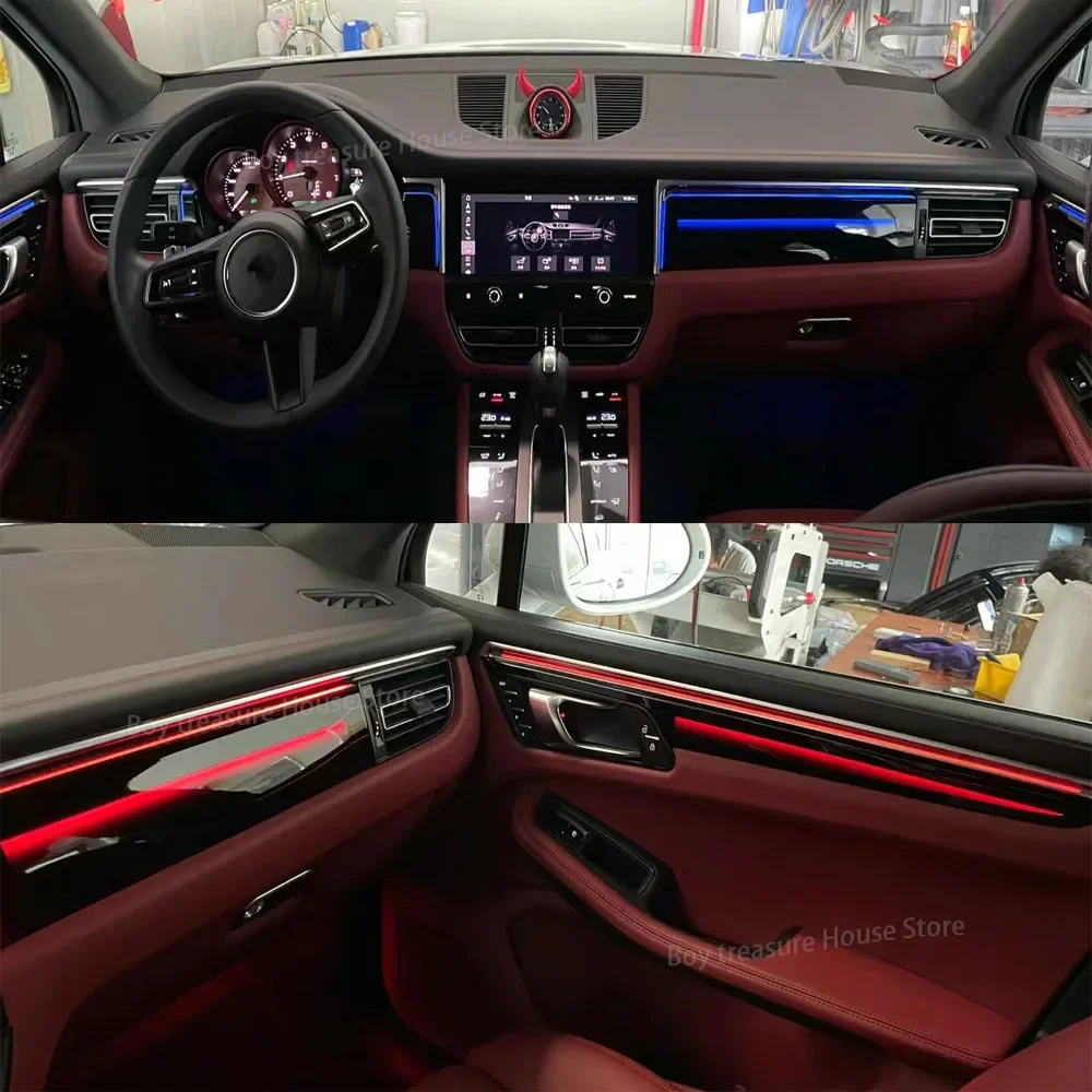 Фотообои для Porsche Macan 2014-2017 освещенная панель из углеродного волокна приборная