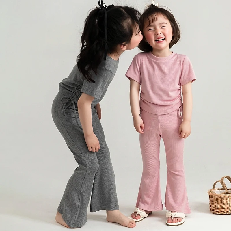 Летний комплект блузки и шорт из хлопка/полиэстера в корейском стиле с короткими