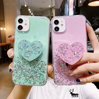 glitter case for for iphone 11 13 12 pro max 7 8 6s 6 plus xr x xs max 13 12 mini case silicone transparent cover heart holder