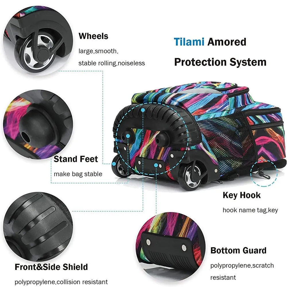 Rolling Backpack 19 inch Wheeled LAPTOP Boys Girls Travel School Student Trip…