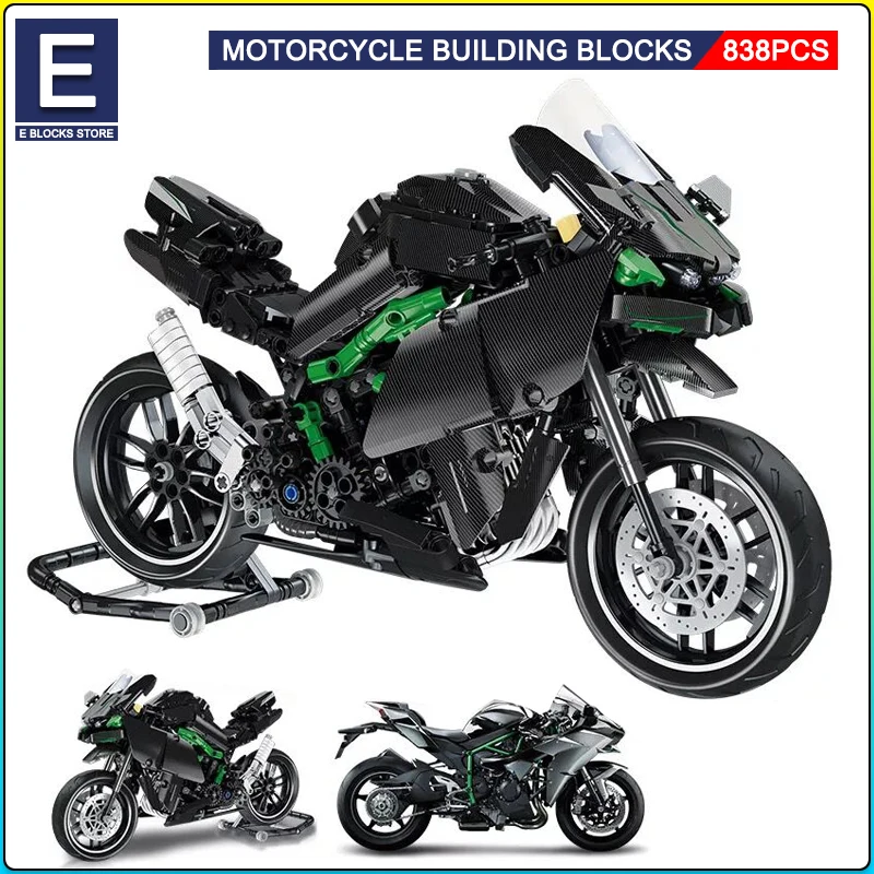 

838Pcs City Technical Locomotive Motorcycle Building Blocks MOC Speed Supercar Motorbike Model Bricks Boy Toy for Childrens Gift