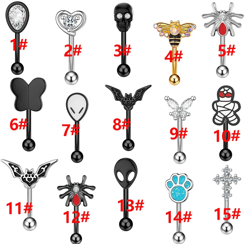 

Hot Selling Variety Of Stainless Steel Rod Micro Inlaid Zircon Eyebrow Nail Arc Earrings Eyebrow Rings Eyebrow Accessories