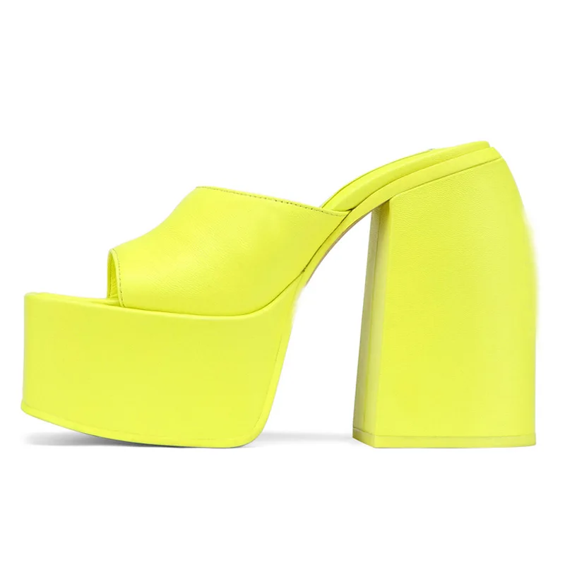 

Women Square Heel Slide Sandal Peep Toe Platform Sexy Bridal Wedding Evening Party Dress Shoe Fashion Ball Lady Sandal 11-CHC-13