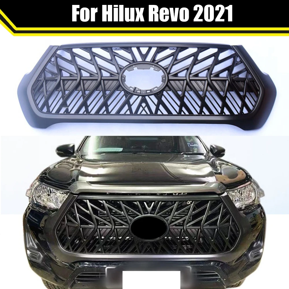 

Modified For Hilux Front Grill For Hilux Revo 2021 ABS Grill Auto Pickup Exterior Accessories Front Bumper Mesh Cover Grills