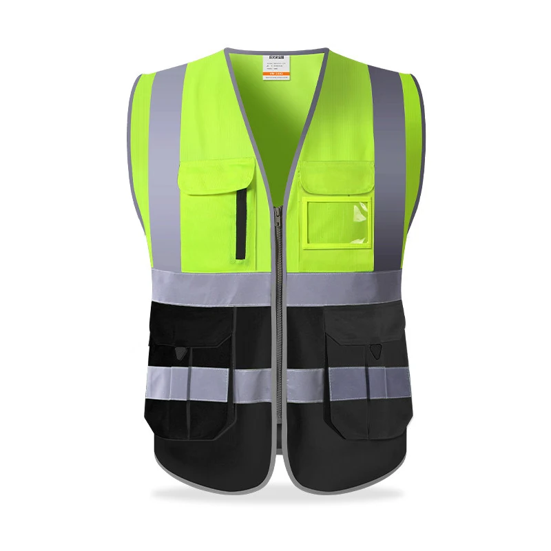 

High Workwear Two With Vest Tone Pockets Vest Hemming Safety For Man And Safety Waistcoat Multi Reflective Reflective Visibility