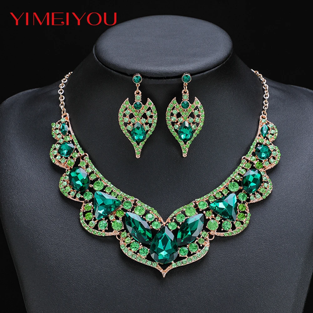 Italy Wedding Jewelry Fashion Earrings Set Simple Luxury Crytal Necklace Zircon Party Korean New Style Trendy Elegant Girl Gift