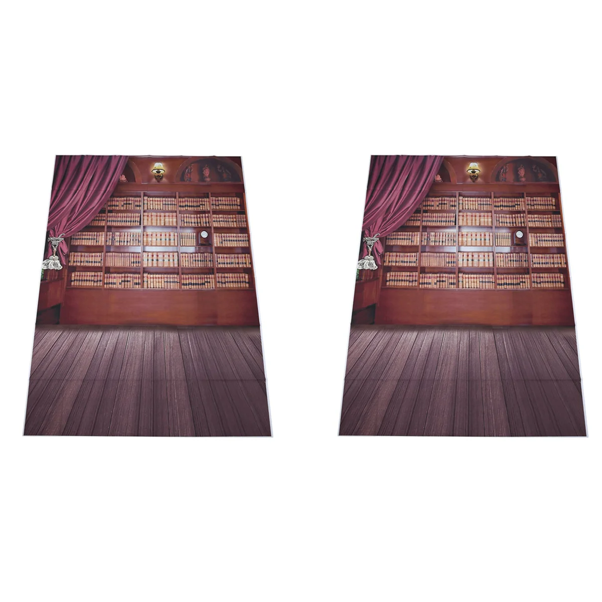

2X Vintage Library Books Wooden Floor Photography Backdrops Photo Props Studio Background 5X7Ft