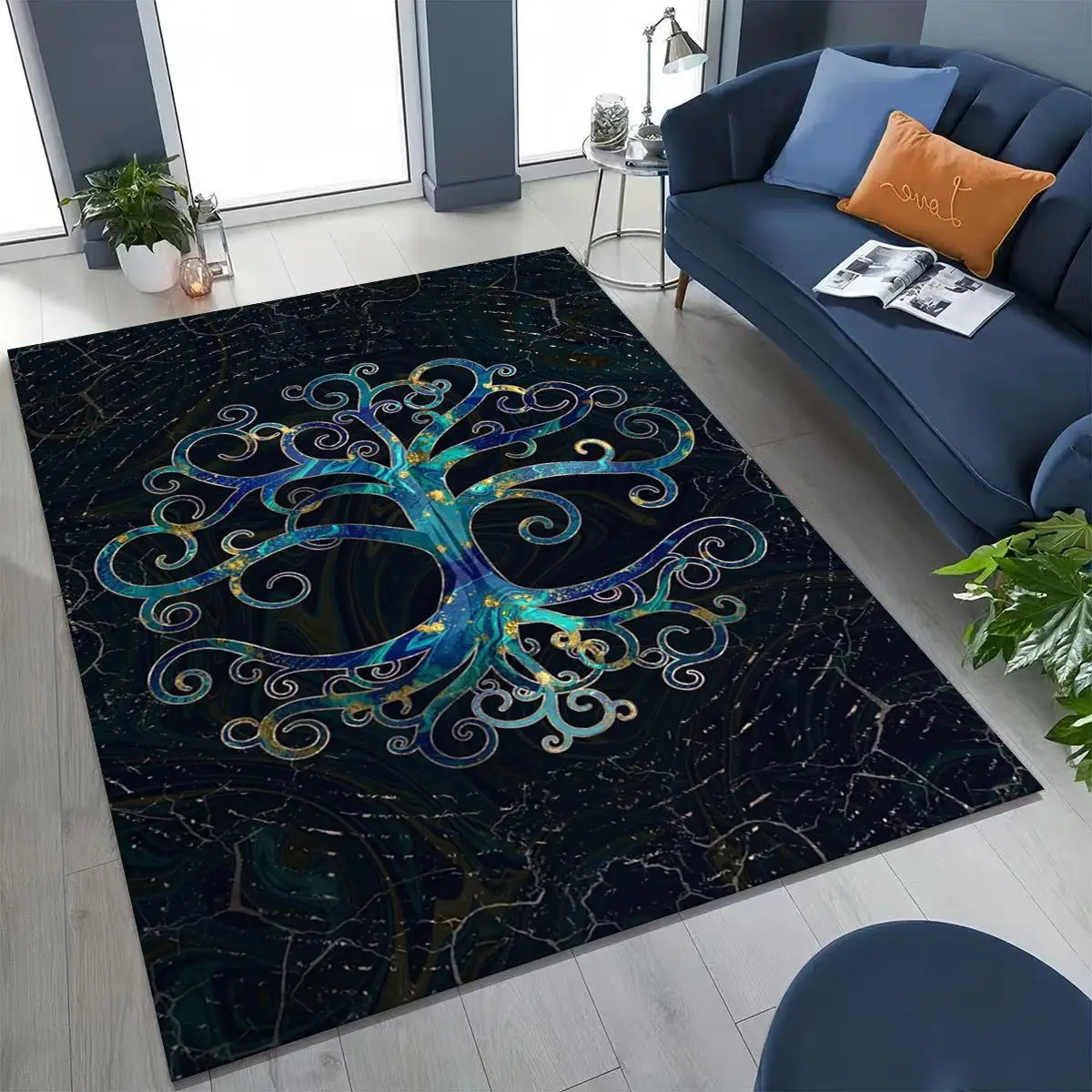 Фото Коврик Nordic Dream Tree of Life Symbol Totem Yggdrasil для спальни, гостиной, дивана, домашнего декора, детский нескользящий напольный коврик в подарок №3