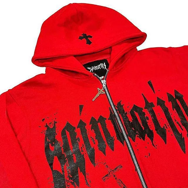 Y2k Zip Up Hoodie Hiphop Harajuku  Retro Hoodie Man Oversized Sweatshirt Women Tide Letter Streetwear Long Sleeve Sweatshirts