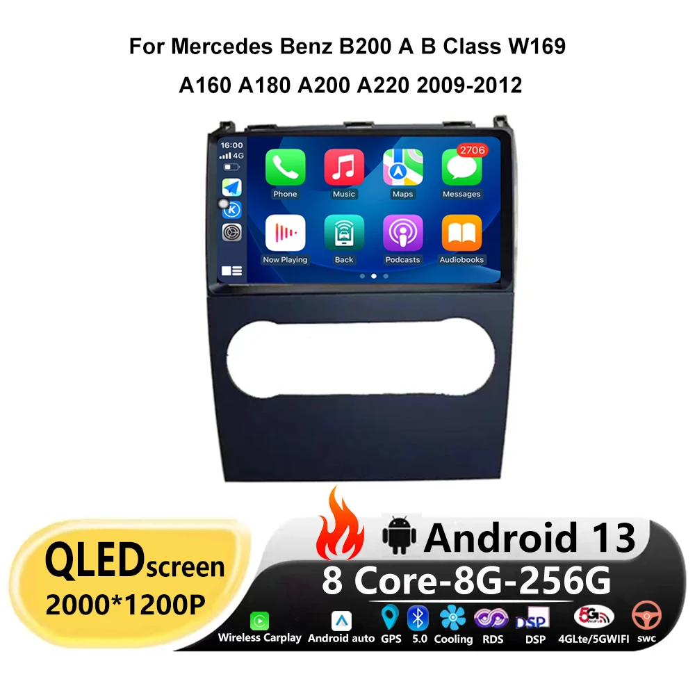 Android 13 для Mercedes Benz B200 A B класс W169 A160 A180 A200 A220 2009-2012 GPS автомобильный радиоприемник