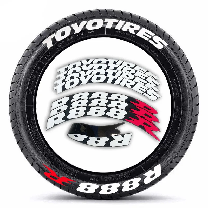 

Автомобильная наклейка для украшения 4-х шин, 3D крутые автомобильные наклейки с буквами и наклейки из ПВХ, сиамские надписи, логотип на колесо, легко установить