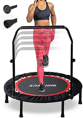 

40" Folding Mini Fitness Indoor Exercise Workout Rebounder Trampoline with Handle, Max Load 330lbs Dumbbell Calisthenics equipme