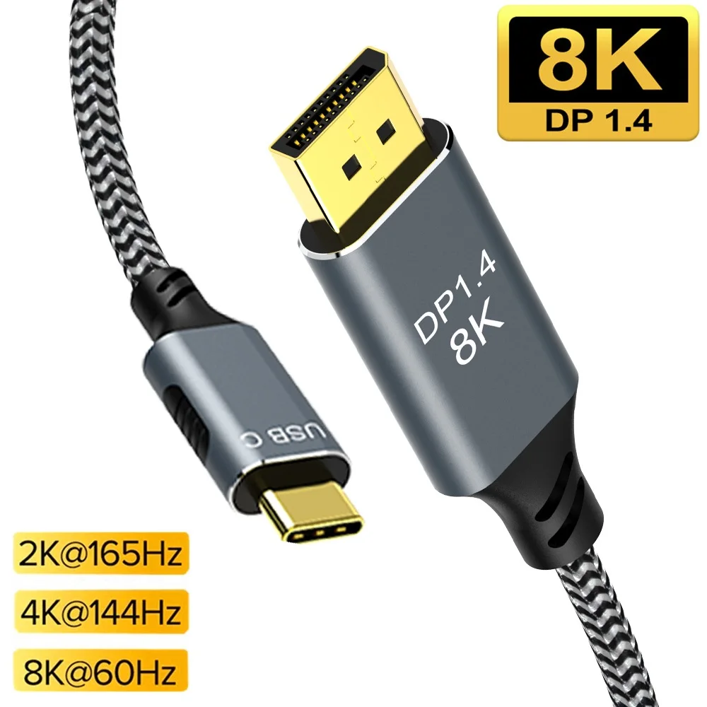 

Кабель для порта USB C на дисплей 8K, кабель DP Type C 3,1 для порта дисплея 1,4, кабель Thunderbolt от 3 до 8K DP Для MacBook Pro, Samsung S21, Huawei