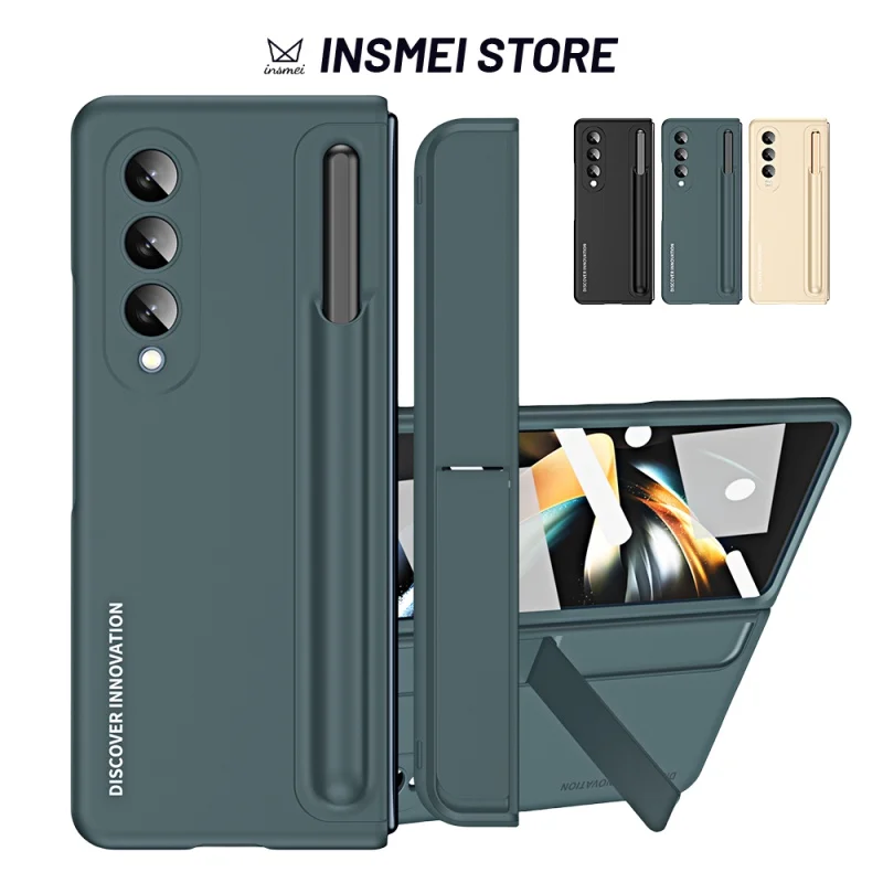 

For Samsung Galaxy Z Fold4 Case, 4-in-1 Cover, Build-in [Detachable S Pen Holder] [Kickstand] [Screen Protector], GN