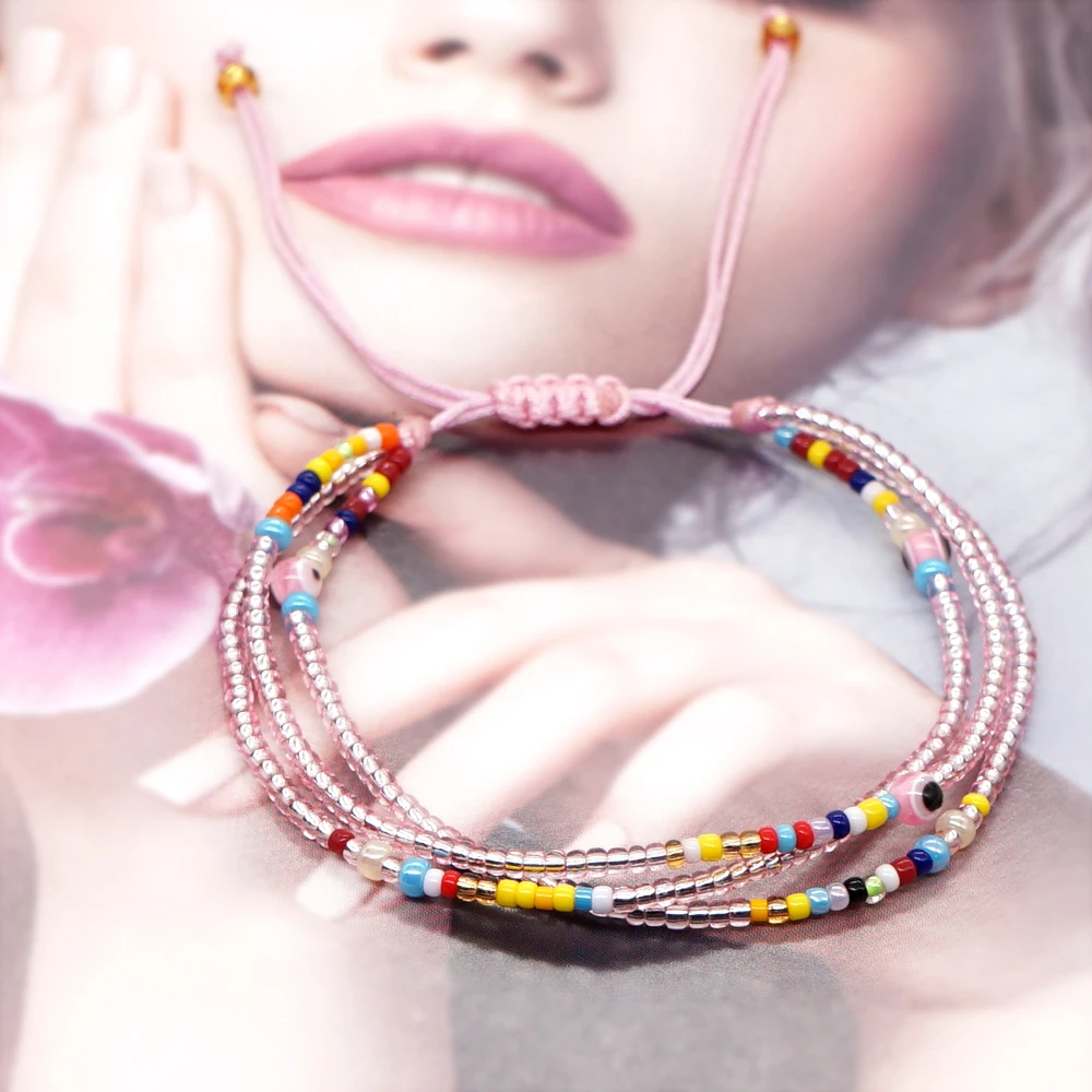 Многослойные браслеты Go2boho ручной работы Богемские разноцветные регулируемые