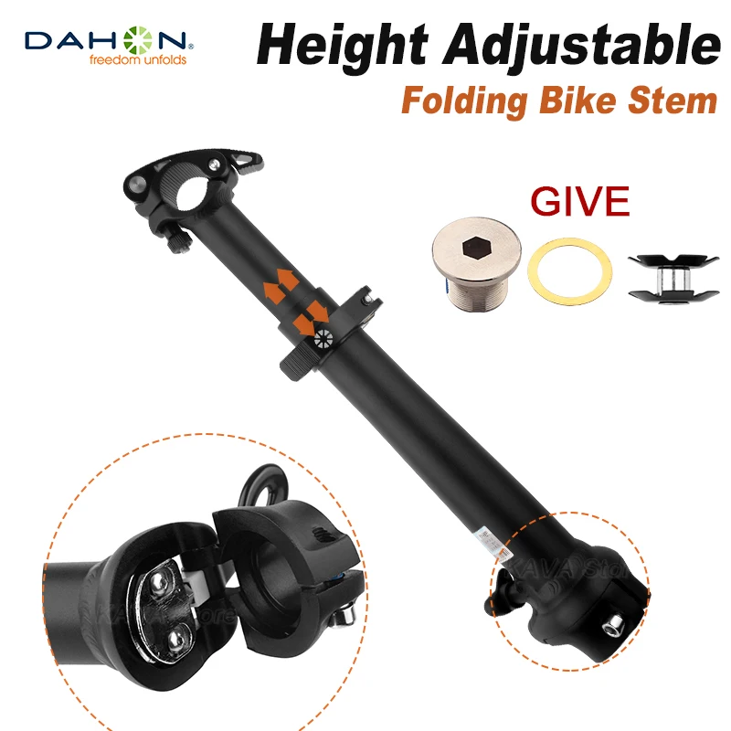 Dahon Adjustable Bicycle Stem 25.4/31.6mm Folding Bike Handlebar 360-445mm Foldable Bike Riser Left Side Inward Folding