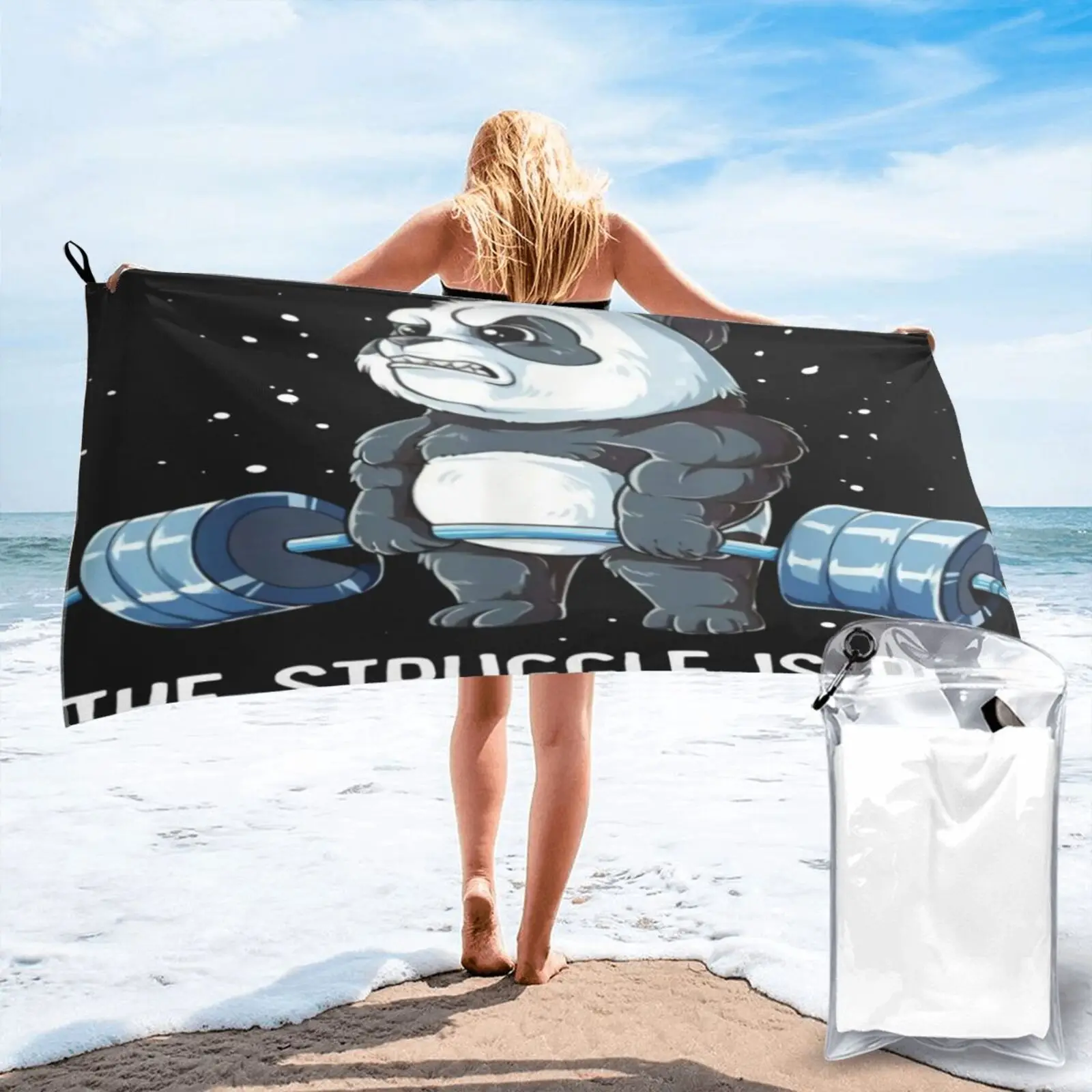 

Panda The Struggle Is Real Weightlifting 1674 Beach Towel Hair Towel Bathrobe Woman Beach Beachwear Hair Towel Beach Beachwear
