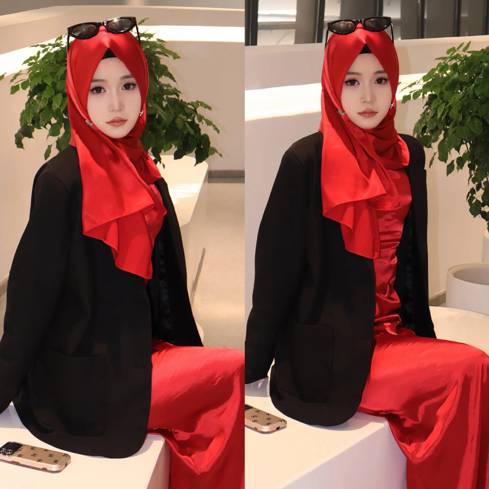 Сплошной цвет женский хиджаб мусульманский атласный длинный шарф Ближний Восток