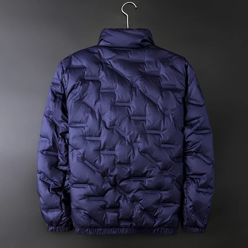 Lightweight Down Jacket Men's Short 2022 New Stand Collar Fashion Printing Casual Warm Autumn and Winter Anti-season Coat