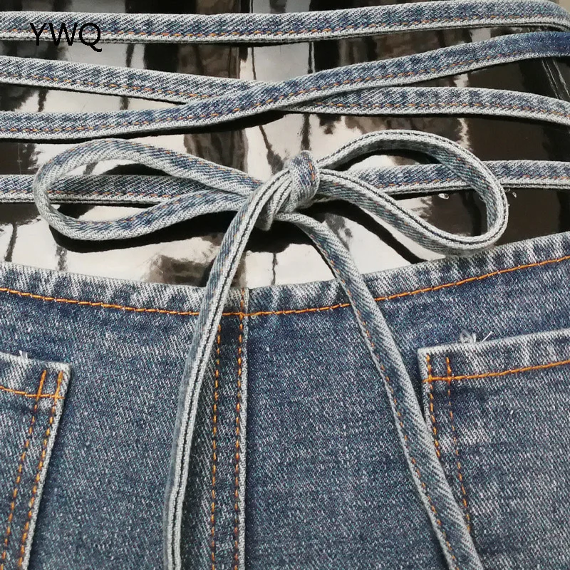 YWQ для ночного клуба пикантные с бантом на шнуровке женские джинсовые мини-шорты