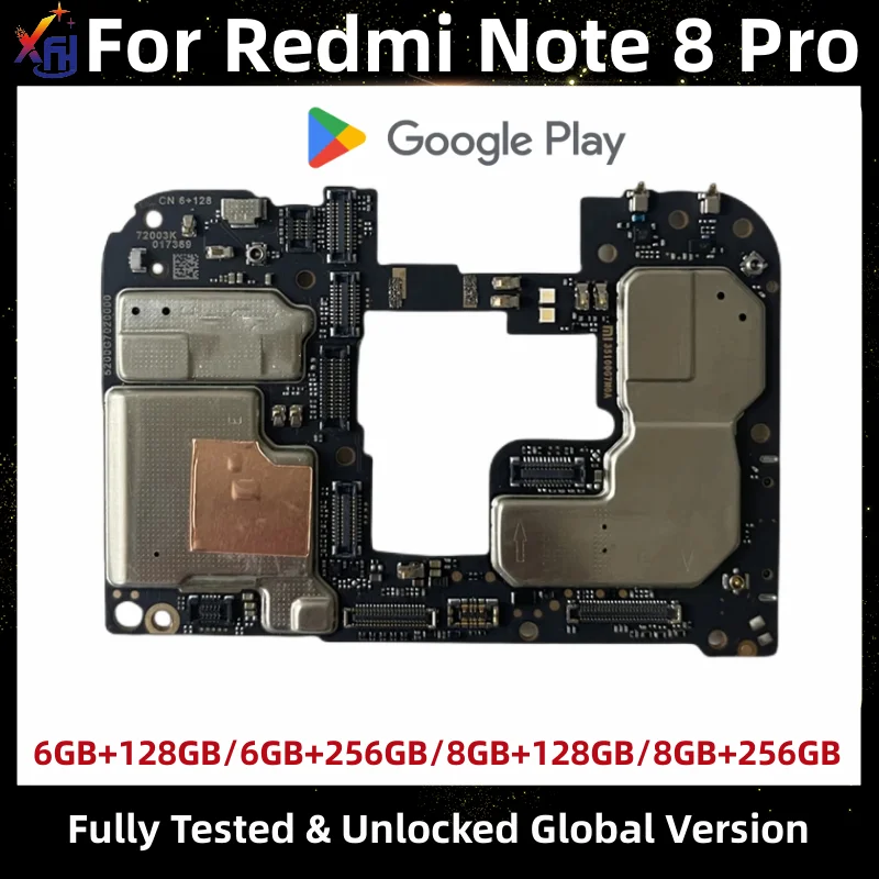 

Unlocked Mainboard for Redmi Note 8 Pro, Original Motherboard, 128GB, 256GB, Global Rom with Chips Logic Board