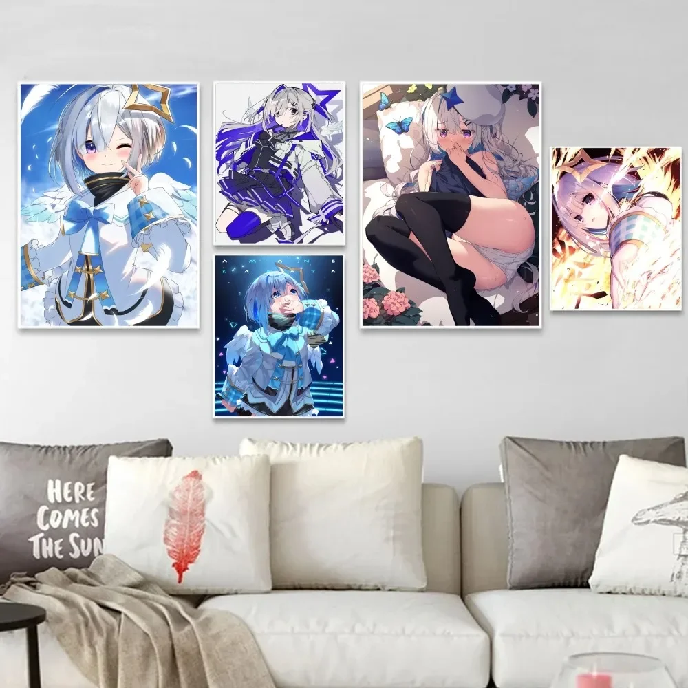 Amane Kanata Hololive Vtube Game Аниме Плакат Стикер Hd Kawaii Настенный Художественный Декор Для