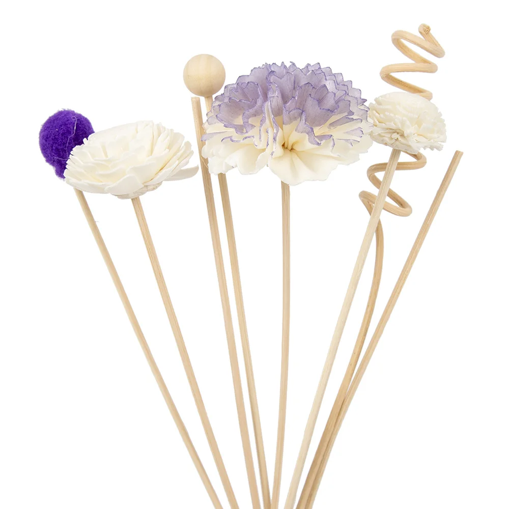 

7Pcs Purple Carnation Flameless Aroma Vine Combination Fireless Aromatherapy Rattan Stick Fragrance Diffuser Home Decor