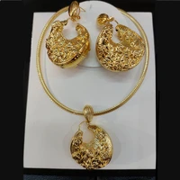 dubai gold plated earring sets for women african bridal wedding gifts party pendant earrings brazilian jewellery set