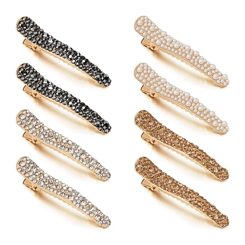 

8Pcs Rhinestone Alligator Hair Clips Duckbill Hairpins Hair Barrettes For Women Girls Hair Styling Tools Replacement Parts