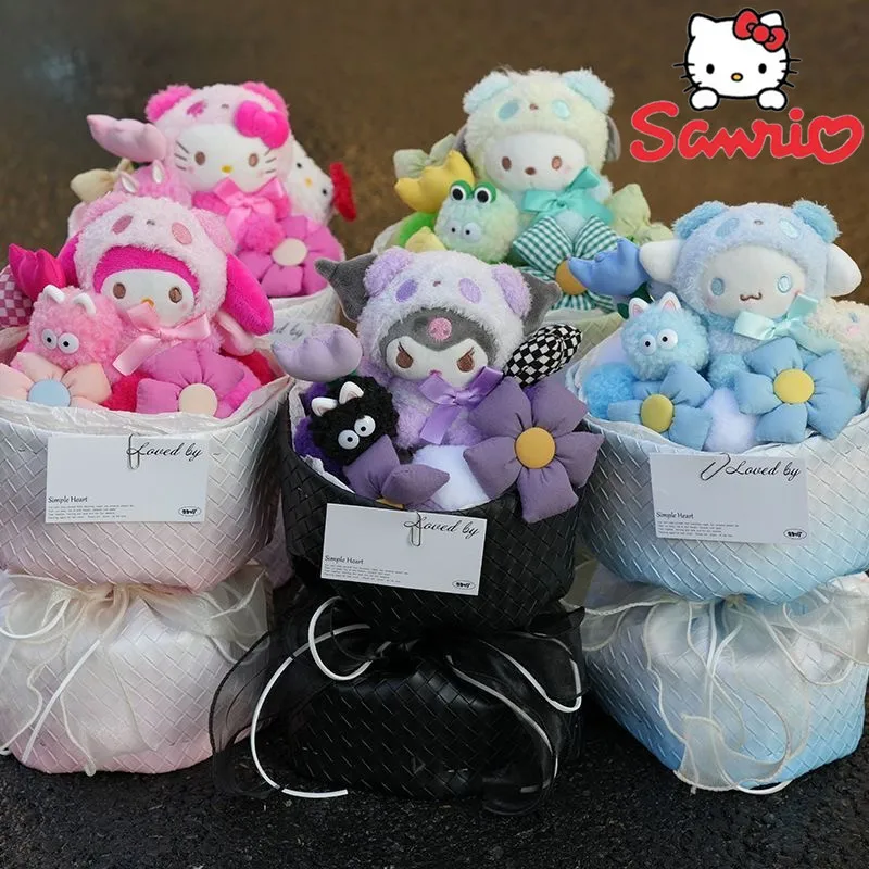 

Anime Sanrio Kuromi Cinnamoroll Mymelody Pompompurin Hello Kitty Kawaii Cartoon Doll Bouquet Girl Cute Valentine'S Birthday Gift