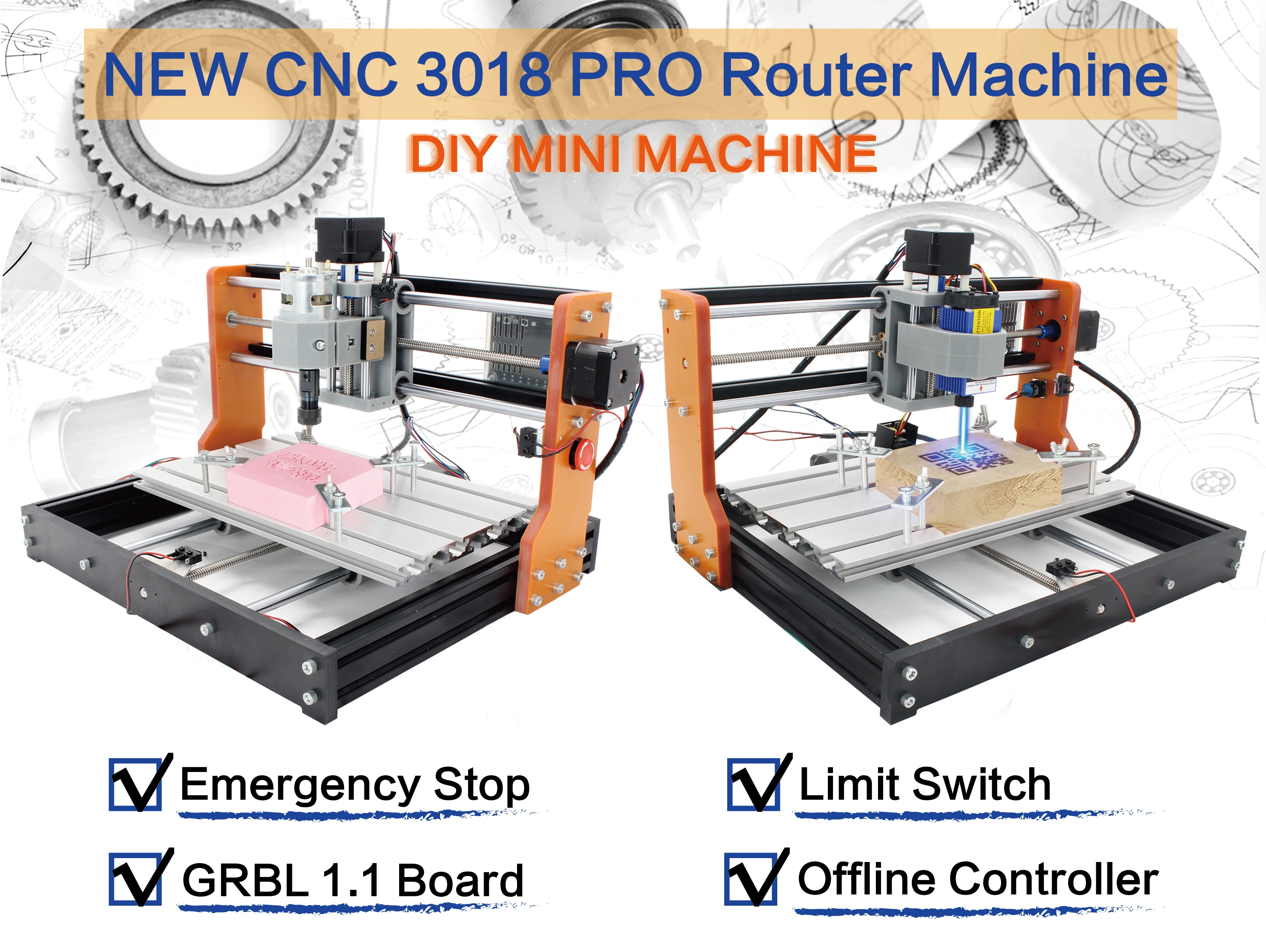 

[ЕС/США бесплатно вит】 3018 профессиональная искусственная рабочая зона станка 300x180x45 мм, 3-осевой ПХД, ПВХ, гравер для деревообработки, GRBL конт...
