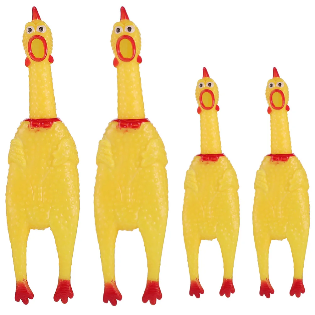 4 Pcs Novelty Chicken Toy Dog Biting Toy Prop Shrieking Chickens Medium Vinyl Screaming Prop Squawking
