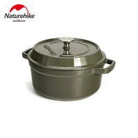 naturehike 3 8l enamel pot porcelain enameled portable kitchen pig iron cooking pan outdoor picnic soup pot camping tableware