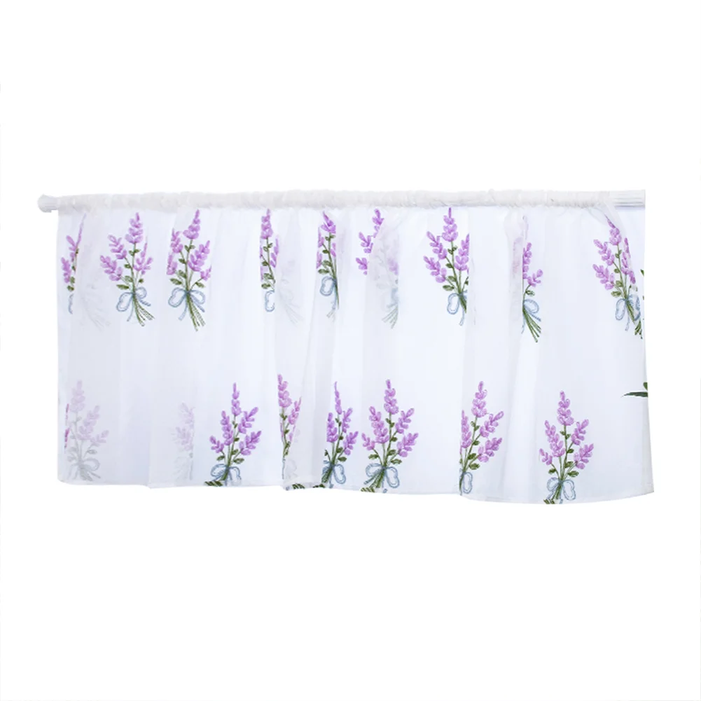 

Kitchen Tiers Cabinet Embroidery Curtain Window Short Curtain Half Window Treatment(Purple)