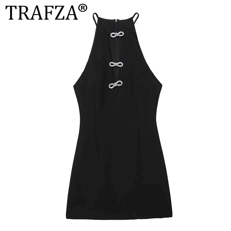 TRAFZA мини-платье с бантом женское сексуальное вечернее платье открытой спиной для